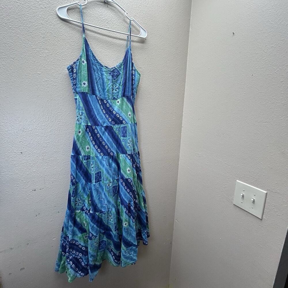 Sacred Threads Y2k Fairy‎ Tiered Boho Festival Dress Maxi Sz L Cotton Hippie